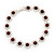 Burgundy Red/Clear Swarovski Crystal Floral Bracelet In Rhodium Plated Metal - 17cm Length