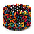 Multicoloured Floral Wood Bead Bracelet - up to 19cm wrist