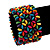 Multicoloured Floral Wood Bead Bracelet - up to 19cm wrist - view 2