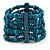 Teal Blue Multistrand Wood Bead Bracelet - up to 18cm wrist