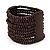 Wide Dark Brown Multistrand Wood Bead Bracelet - up to 20cm wrist