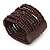 Wide Dark Brown Multistrand Wood Bead Bracelet - up to 20cm wrist - view 4