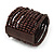 Wide Dark Brown Multistrand Wood Bead Bracelet - up to 20cm wrist - view 5