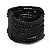 Wide Black Multistrand Wood Bead Bracelet - up to 20cm wrist - view 2