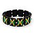 Black Wooden 'Jamaica Flag' Stretch Bracelet - up to 20cm length