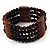 Fancy Brown Wooden Bead Bracelet - up to 19cm wrist - view 3