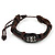 Unisex Dark Brown Leather 'Eye' Bracelet - Adjustable - view 2