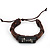 Unisex Brown Leather 'Vector' Bracelet - Adjustable - view 3