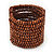 Wide Light Brown Multistrand Wood Bead Bracelet - up to 20cm wrist - view 4
