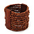 Wide Light Brown Multistrand Wood Bead Bracelet - up to 20cm wrist - view 5