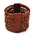 Wide Light Brown Multistrand Wood Bead Bracelet - up to 20cm wrist