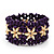 Purple Floral Wood Bead Bracelet - up to 19cm wrist