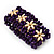 Purple Floral Wood Bead Bracelet - up to 19cm wrist - view 5