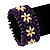 Purple Floral Wood Bead Bracelet - up to 19cm wrist - view 2