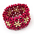 Fuchsia Floral Wood Bead Bracelet - up to 19cm wrist - view 5