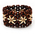 Brown Floral Wood Bead Bracelet - up to 19cm wrist