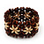 Brown Floral Wood Bead Bracelet - up to 19cm wrist - view 3