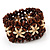 Brown Floral Wood Bead Bracelet - up to 19cm wrist - view 4