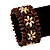 Brown Floral Wood Bead Bracelet - up to 19cm wrist - view 2