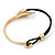 Gold Plated Swarovski Crystal 'Calla Lily' With Leather Cord Bracelet - up to 20cm length - view 3