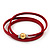 Unisex Red Leather Wristband With Gold Magnetic Clasp - view 4