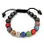 Unisex Multicoloured Crystal Balls & Smooth Round Hematite Beads Bracelet - 10mm - Adjustable