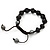 Unisex Black Glass Beaded Bracelet - 10mm - Adjustable - view 5