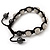 Unisex Clear Crystal Balls & Smooth Round Hematite Beads Bracelet - 10mm - Adjustable - view 4