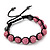 Pink Crystal Balls Bracelet - 10mm - Adjustable - view 2