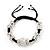 Unisex Transparent White Glass & Crystal Beads Buddhist Bracelet - 9mm - Adjustable