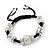 Unisex Transparent White Glass & Crystal Beads Buddhist Bracelet - 9mm - Adjustable - view 5