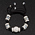 Unisex Transparent White Glass & Crystal Beads Buddhist Bracelet - 9mm - Adjustable - view 4