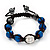 Metallic Blue & Clear Crystal Balls Bracelet -11mm - Adjustable - view 3