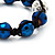 Metallic Blue & Clear Crystal Balls Bracelet -11mm - Adjustable - view 2