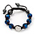 Metallic Blue & Clear Crystal Balls Bracelet -11mm - Adjustable