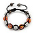 Unisex Orange/Metallic Silver Acrylic Jewelled Balls Bracelet - 10mm - Adjustable