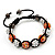 Unisex Orange/Metallic Silver Acrylic Jewelled Balls Bracelet - 10mm - Adjustable - view 3