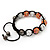Unisex Orange/Metallic Silver Acrylic Jewelled Balls Bracelet - 10mm - Adjustable - view 6