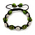 Light Green Skull Shape Stone Beads & Crystal Balls Bracelet - 11mm diameter - Adjustable - view 8