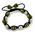 Light Green Skull Shape Stone Beads & Crystal Balls Bracelet - 11mm diameter - Adjustable - view 9