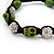 Light Green Skull Shape Stone Beads & Crystal Balls Bracelet - 11mm diameter - Adjustable - view 3