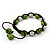 Light Green Skull Shape Stone Beads & Crystal Balls Bracelet - 11mm diameter - Adjustable - view 5