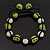Light Green Skull Shape Stone Beads & Crystal Balls Bracelet - 11mm diameter - Adjustable - view 2