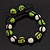 Light Green Skull Shape Stone Beads & Crystal Balls Bracelet - 11mm diameter - Adjustable - view 4