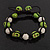 Light Green Skull Shape Stone Beads & Crystal Balls Bracelet - 11mm diameter - Adjustable - view 7