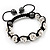 Clear Crystal Balls & Smooth Round Hematite Beads Bracelet - Adjustable - view 3