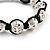 Clear Crystal Balls & Smooth Round Hematite Beads Bracelet - Adjustable - view 4