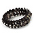 Grey Black Shell Stretch Bracelet - Up to 18cm Length - view 3