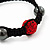 Hematite & Bright Red Crystal Beaded Bracelet - Adjustable - 12mm Diameter - view 5