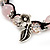 Burn Silver Floral Pink Glass Beaded Bracelet - Adjustable - view 4